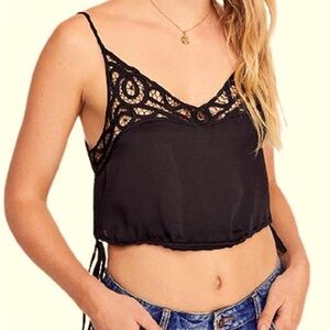 FREE PEOPLE SWIRL LACE BRAMI WOMEN COLOR BLACK SIZE S
